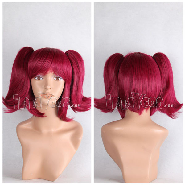 red pigtail cosplay wig