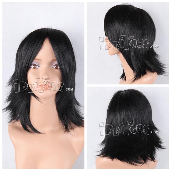 medium black cosplay wig